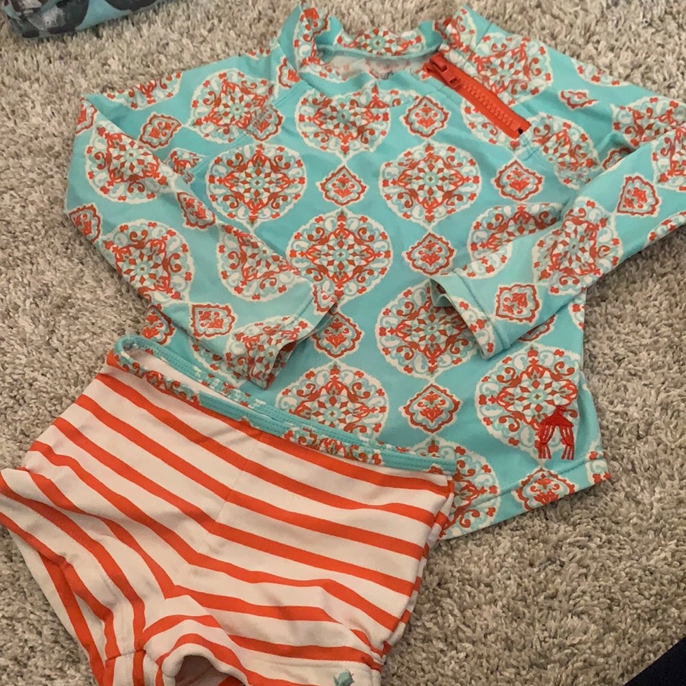 Toddler bathing suit with rash guard